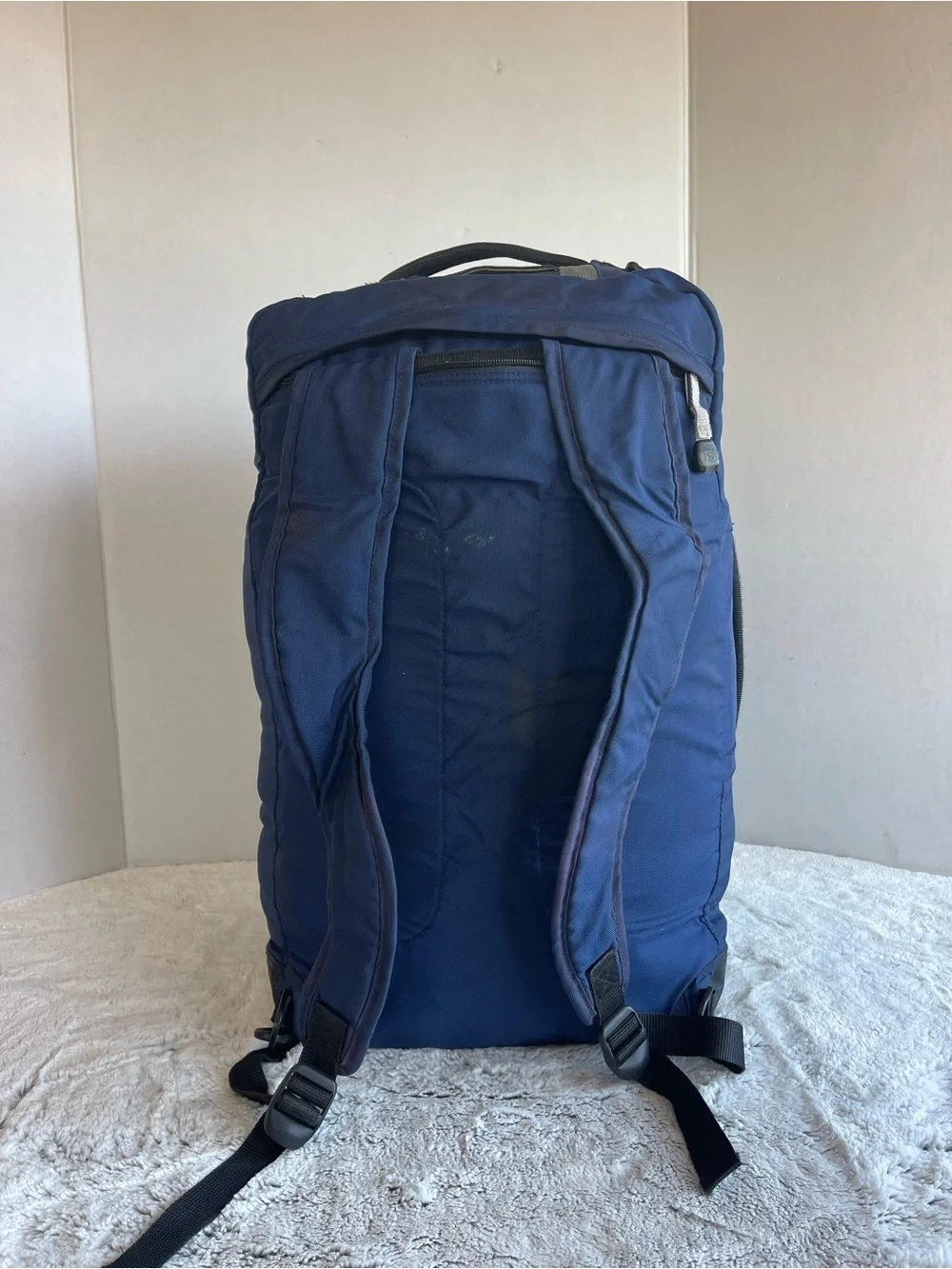 Jansport Blue and Gray Hiking Backpack with Front Gear Loop